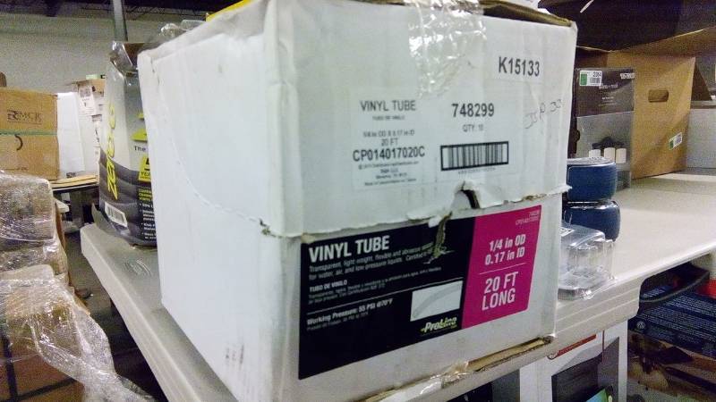 lot 2395 image: box of 10 - 20 ft long quarter inch vinyl tubing