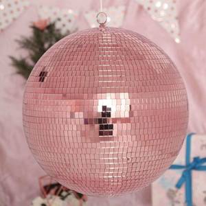 lot 1050 image: Efavormart 12 Rose Gold Glass Mirror Disco Ball with Hanging String Christmas Ornaments - Retail $80