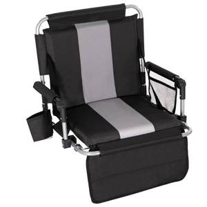 lot 1009 image: HIGH POINT SPORTS Foldable Stadium Seats for Bleachers with Back Support, Bleacher Seats Chairs with Back and Cushion, Portable Folding Stadium Chairs with Armrest and Cup Holder, Black-Grey - Retail $45