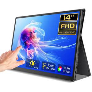 lot 1016 image: Portable Monitor Touchscreen 14 Inch 1200P Touch Screen Monitor Portable with Protective Sleeve CNC Metal HDMI USB C 100% sRGB Ultra-Slim Travel Monitors for Laptop, PC, Mac, Phone, Switch - Retail $80