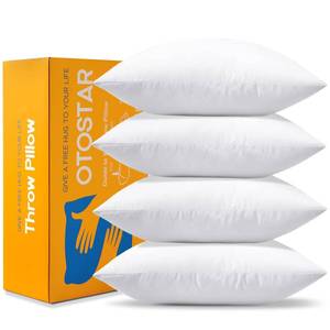 lot 1032 image: OTOSTAR Pack of 4 Throw Pillow Inserts, 18 x 18 Square Cushion Inner Soft Fluffy Plump Stuffer Cushion Pads White Decorative Pillow Inserts - Retail $243