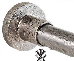 lot 1042 image: BRIOFOX Tension Curtain Rod 43-73 Inches Brushed Nickel, Rustproof and Non-Slip and Heavy Duty Shower Curtain Rod for Window or Bathroom, 304 Stainless Steel - Retail $30