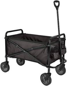 lot 1051 image: Amazon Basics Collapsible Folding Heavy Duty Utility Wagon for Outdoor Sports, 265 pounds Weight Capacity, Camping, Garden, and Shopping, 27.6 x 40.9 x 20 inches, Black - Retail $61