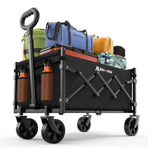 lot 1060 image: Collapsible Wagon with Wheels, 220 lbs Wagons Carts Foldable Wagon Cart with Flexible Handle, Lightweight Portable Folding Utility Grocery Shopping Cart for Grocery Sports Garden Camping - Retail $48