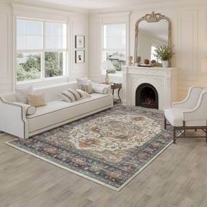 lot 1061 image: Kaspene Home Umber Washable Rug, Cider Brown, Complements D�cor Styles, Durable Construction with Vintage Allure, Kid and Pet Friendly, Non-Slip, High Traffic Durable, 5x8�� - Retail $84