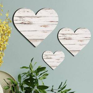 lot 1064 image: Jetec 3 Pcs Wood Heart Wall Decor Heart Shaped Wooden Sign Rustic Hanging Love Plaque for Kitchen Bedroom Bathroom Living Room Home Farmhouse gifts, 3 Sizes(White Antique) - Retail $10