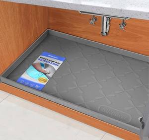 lot 1071 image: SIKADEER 34 x 22 Under Sink Mat Waterproof, Silicone Mat Kitchen Drawer Shelf and Cabinet Liner, Sink Protector for Kitchen Organizers and Storage, Boot Tray Pet Food Mats - Retail $29