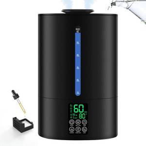 lot 1085 image: 6L Humidifiers for Bedroom Large Room Home, Cool and Warm Humidifier for Plants Mist Top Fill Desk Humidifier Essential Oil Diffuser, Quiet Humidifiers with Adjustable Mist,360°Nozzle-Black - Retail $90
