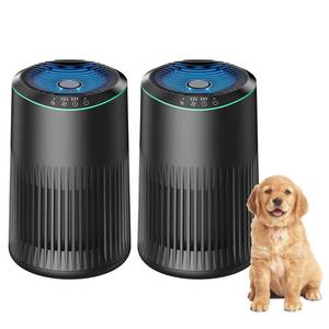 lot 1086 image: Party Air Purifiers for Bedroom Home with Sleep Mode for Smoke Pet Dander Odors, Small Air Purifier with Fragrance Sponge, Blue Ambient Light, 23dB Quiet, MR2566, 1 Type 2 Pack Black - Retail $61