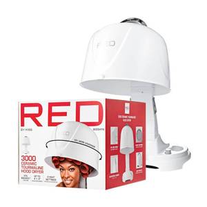 lot 1090 image: Red by Kiss 3000 Ceramic Tourmaline Professional Hood Dryer, 4 Heat Settings Blow Dryer for Home & Salon, Height Adjustable Convenient Big Hood Size Extra Coverage (1875 Wattage) - Retail $80