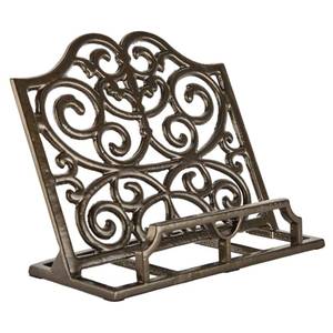 lot 1091 image: JOGREFUL Cookbook Stand, Cast Iron Heavy-Duty Recipe Book Holder, Kitchen Vintage Recipe Book Holder, Reading Rest Holder for EaselCounterBooksMagazineiPadBible, Classic Coffee Gold - Retail $40