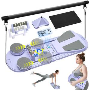lot 1094 image: Pilates Reformer Set, Pilates Board, Multi-Purpose Foldable Pilate Reformer Board for Home, 6 in 1 Pilate Sliding Board for Women and Men (Purple, 38.6 x 12 in) - Retail $50
