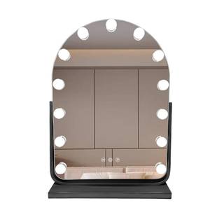 lot 1098 image: Rtajdos Hollywood-Style Vanity Mirror Makeup Mirrors with Lights, 13 x 17.3, 13 Dimmable Bulbs, 3 Color Modes, 360° Rotation, Touch Control & Memory Function, 10X Magnifier (Painted Black) - Retail $90