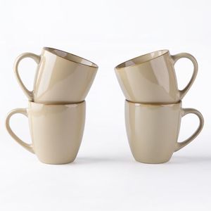 lot 1114 image: GBHOME Ceramic Coffee Mugs Set of 4, 12oz Stoneware Coffee Mugs Set For Dad Mom Women MEN, Light Weight Ceramic Coffee Cups for LatteTeaBeerHot Cocoa, Dishwasher & Microwave Safe, Light Tan - Retail $18