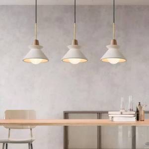 lot 1128 image: DUGHKUGH 3pcs Nordic Concrete Pendant Light Wabi Sabi Natural Cement Chandeliers White Simple Hanging Light Fixture for Kitchen Island Dining Room Hallway Bar - Retail $249