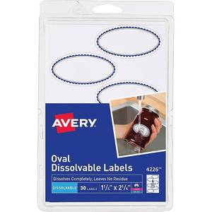 lot 1134 image: Avery Dissolvable Oval Labels, 1-18 x 2-14, Pack of 18 (14226) Incudes Hanger & 12 packages - Retail $88