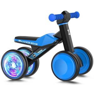 lot 1137 image: ESPRAY Colorful Lighting Baby Balance Bike Toys for 1 Year Old Boys Gifts, Toddler First Bike 12-24 Months with Adjustable Soft Seat, 4 Silent Wheels Ride on Toy, Perfect First Birthday Gift - Retail $36