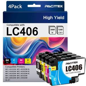 lot 1151 image: PACITEK LC406 Ink Cartridges Replacement for Brother LC406XL, Compatible with Brother MFC-J4335DW, MFC-J4345DW, MFC-J5855DW, MFC-J6955DW, MFC-J6555DW Printers - Retail $35