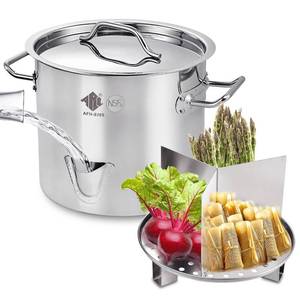 lot 1173 image: ARC 20QT Stainless Steel Tamale Steamer Pot with Easy-fill Water Spout, Seafood Crab Steamer with Divider and Rack - Retail $76