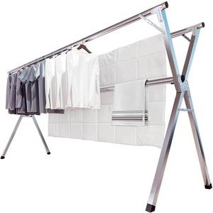 lot 1176 image: JAUREE 95 Inches Clothes Drying Rack, Drying Rack Clothing Folding Indoor Outdoor, Heavy Duty Stainless Steel Laundry Rack, Foldable Portable Large Clothes Rack Garment Rack with 20 Windproof Hooks - Retail $50