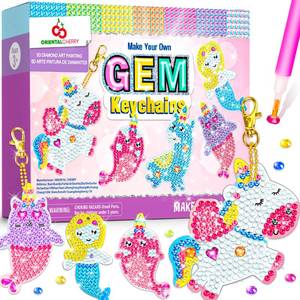 lot 1184 image: Arts and Crafts for Kids Ages 8-12 - Make Your Own GEM Keychains - 5D Diamond Art Painting by Numbers Kits Girls Kids Ages 3-5 4-6 6-8 Toys Birthday Easter Basket Stuffers Christmas Stocking Gifts - Retail $10