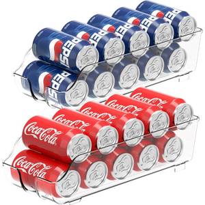 lot 1192 image: Simple Houseware Soda Can Organizer and Dispenser for Refrigerator  Pantry, Clear, Set of 2 - Retail $14