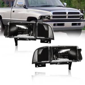 lot 1201 image: Fullux Headlights Compatible with 1994-2001 Dodge Ram 15001994-2002 Dodge Ram 2500 3500(DONT Fit SPORT & Ram VAN Models) Clear Reflector Black Housing - Retail $75