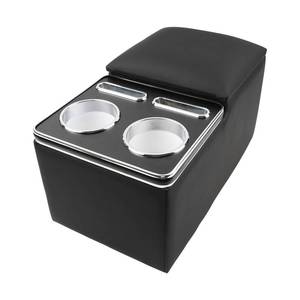 lot 1206 image: Universal Bench Seat Center Console, Center Console Organizer with Cup Holders, Designed for Durability and Style (Regular, Black) - Retail $88