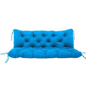 lot 1211 image: Swing Replacement Cushions with Backrest, Outdoor Swing Cushions 2-3 Seater Waterproof Bench Pad Cushions, Recliner Seat Cushions for,Patio,Backyard (Lake Blue, 60x40in) - Retail $130