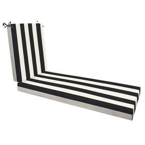 lot 1219 image: Honeycomb Outdoor Heritage Chaise, 22.5 W x 70 L, Cabana Stripe Black and Ivory Chair Cushion for Patio Furniture   ONE OF THEM IS OPENED - Retail $76
