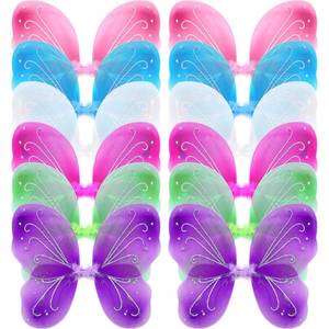 lot 1232 image: Foaincore 12 Pcs Fairy Butterfly Wings for Girls Halloween Sparkly Princess Wings Bulk Angel Costume Butterfly Dress up Decor for Cosplay Halloween Birthday Party Accessories - Retail $33
