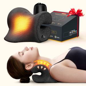 lot 1238 image: Famedio 3s Heated Neck Stretcher for Pain Relief, Graphene Heating Pad, Odorless Neck Cloud Cervical Traction Device Chiropractic Pillow for Shoulder, Gifts for Men, Women, Mom, Dad (Black) - Retail $34