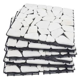 lot 1253 image: Decking Natural Pebble Interlocking Floor Patio Tiles, Indoor & Outdoor Interlocking Tiles 12x12 6pcs - A Great Upgrade Option for Garden Patio Path (White) - Retail $90