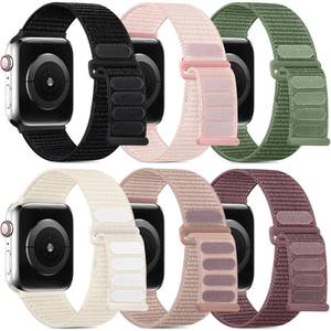 lot 1275 image: WJK Compatible with Apple Watch Bands for women 40mm 38mm 41mm 42mm 44mm 45mm 46mm 49mm, Nylon Soft Sport Band for iWatch Band Series 11 10 9 8 7 6 5 4 3 2 1 for Women, 6 Pack - Retail $13