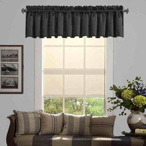 lot 1276 image: Ladity Black Valance Curtains for Bedroom & Living Room - Rod Pocket Farmhouse Valance, 52 X 18 Inch, 1 Panel - Retail $11