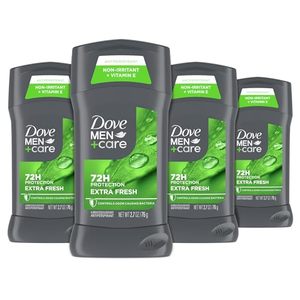 lot 1283 image: Dove MenCare Antiperspirant Deodorant Stick for Men 4 Count Extra Fresh with 72-hour Sweat & Odor Protection with 14 Moisturizing Cream & Long-lasting Citrus scent 2.7 oz - Retail $5