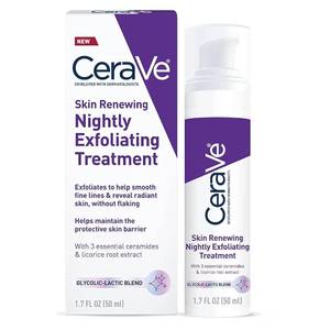 lot 1284 image: CeraVe Skin Renewing Nightly Exfoliating Treatment, Anti Aging Serum With 5% Blend Of Glycolic Acid & Lactic Acid, Wrinkles & Dark Spot Corrector For Face, Exfoliating Gel, 1.7 Oz - Retail $21