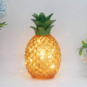 lot 1293 image: Mercury Glass Pineapple Lamp with Timer, Pineapple Fairy Lights,Glass Table lamp,Battery Operated Led Night Light for Kids Room,Bedroom,Home Decoration (Gold Pineapple) - Retail $1,664