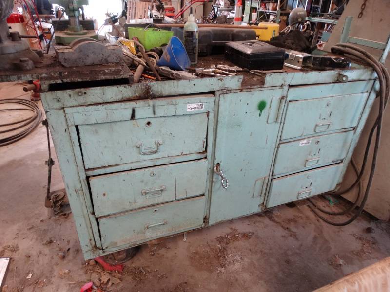 lot 13696 image: Work bench. Contents & bench vise not included.
