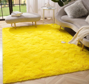 lot 9818 image: Bright Yellow Shag Area Rug 6x11�� approx - Retail $89