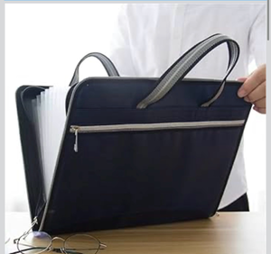 lot 9828 image: Expandable Accordion Filing Folders 13 Pocket Accordion File Folder Large Capacity Plastic Expanding with Handle 3 Colors Multi-Layer Organizer Bag(Black) - Retail $0