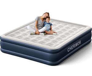 lot 9837 image: Air Mattress with Built in Pump, 18 Luxury Thick Inflatable Blow up Mattress for Guests & Home, Fast Self-Inflating Air Bed - Retail $0