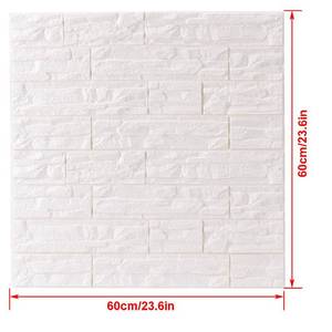 lot 9851 image: Doremy 3D Brick Textured Pattern Wall Panels Wallpaper Self-Adhesive PE Foam Waterproof Modern Style for Living Room Bedroom Kitchen Background Decoration (2PCS, White)