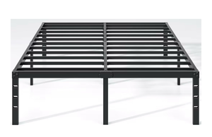 lot 9878 image: Metal Bed Frame,King Size Bed Frame with Storage Space,Heavy Duty Sturdy Mattress Foundation,Easy Assembly,No Box Spring Needed, Black,16 Inch,King - Retail $0