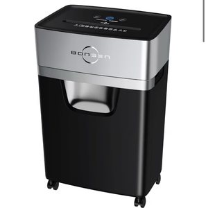lot 9891 image: BONSEN 16-Sheet Heavy Duty Paper Shredder for Office, 60-Minute Running Time Cross-Cut CD Shredder with 60dB Low-Noise, 5.3-Gallon Pull Out Bin, Anti-Jam & Quiet Shredder for Home Office (S3102) open box, does work - Retail $0