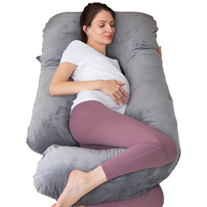 lot 9893 image: Pregnancy Pillow, U Shaped Full Body Pillow for Maternity Support, Sleeping Pillow with Cover for Pregnant Women (Dark Grey) - Retail $0