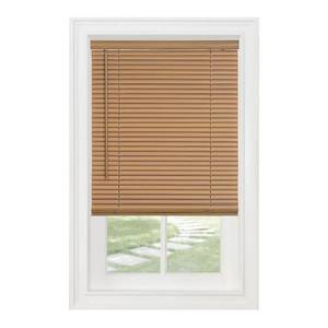 lot 9897 image: Achim GII Morningstar Indoor Cordless Woodtone Vinyl Light Filtering Window Mini Blind  64  L x 36  W - Retail $63
