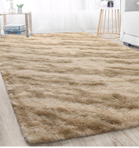 lot 9903 image: Merelax Area Rugs for Living Room Bedroom 4x6 Feet Shaggy BeigeBrown Soft Fluffy, Machine Washable, Home Decor Aesthetic, Indoor Floor Carpet, Bedside Rug, Kids, Nursery Rooms, Playroom, Dorms - Retail $0