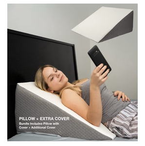 lot 9904 image: K�lbs Bed Wedge Pillow with Memory Foam Top  Stylish Chic Jacquard Cover  Wedge Pillow for Sleeping and Acid Reflux, Heartburn, and GERD Pillow �� Snoring Pillow 32x32 - Retail $0