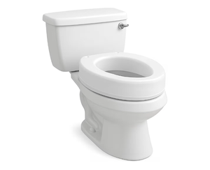 lot 9912 image: Carex Toilet Seat Riser, Elongated Raised Toilet Seat Adds 3.5 inches to Toilet Height, for Assistance Bending or Sitting, 300 Pound Weight Capacity Toilet Riser - Retail $0